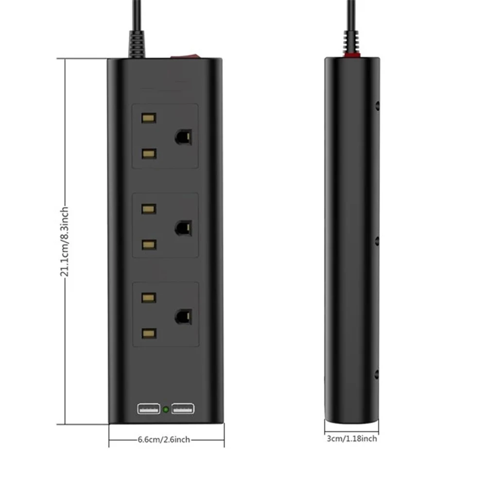 Smart Multi power Ptrip Защита от перенапряжения US Plug 3 выхода розетка для путешествий Быстрая зарядка 2,4 Ампер с переключателем 2 м удлинитель