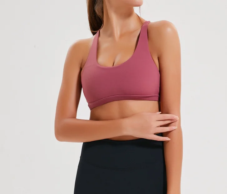 rosy pink bra Хорошее качество, женский спортивный бюстгальтер с высокой поддержкой, бюстгальтер для йоги, тренажерного зала, фитнеса, тренировки, бега, бюстгальтер с подкладкой - Цвет: rosy pink bra