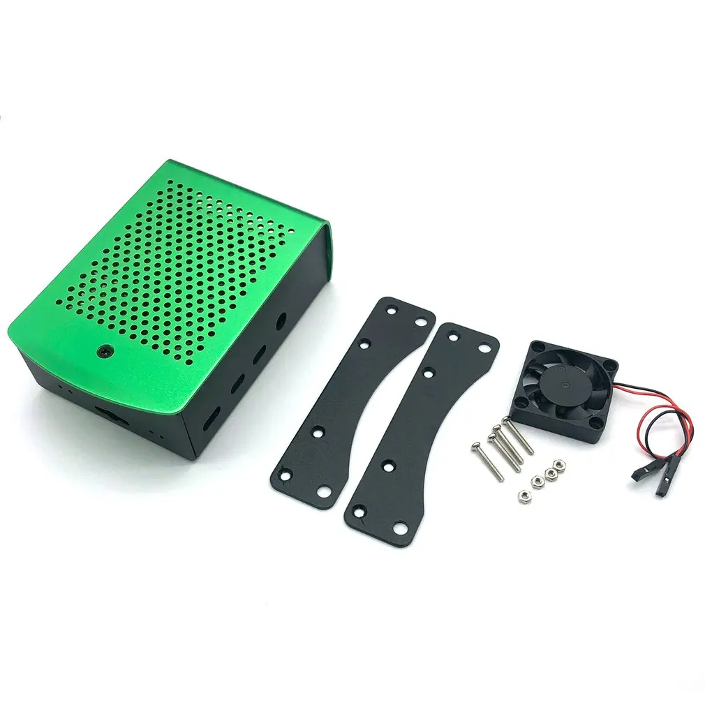 Для Raspberry Pi 4B алюминиевый чехол зеленый металлический корпус коробка с вентилятором зеленый корпус для RPI 4 Модель B RPI 4B чехол