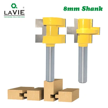 

LA VIE 2pcs 8MM Shank T-Slot Square Tooth Tenon Milling Cutter Carving Knife Router Bits for Wood Tool Woodworking MC02140