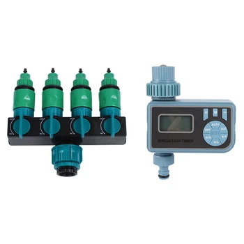 

Garden Hose Splitter Water Pipe 4 Way Tap Garden Tap Connector with Automatic Electronic Smart Digital Water Timer