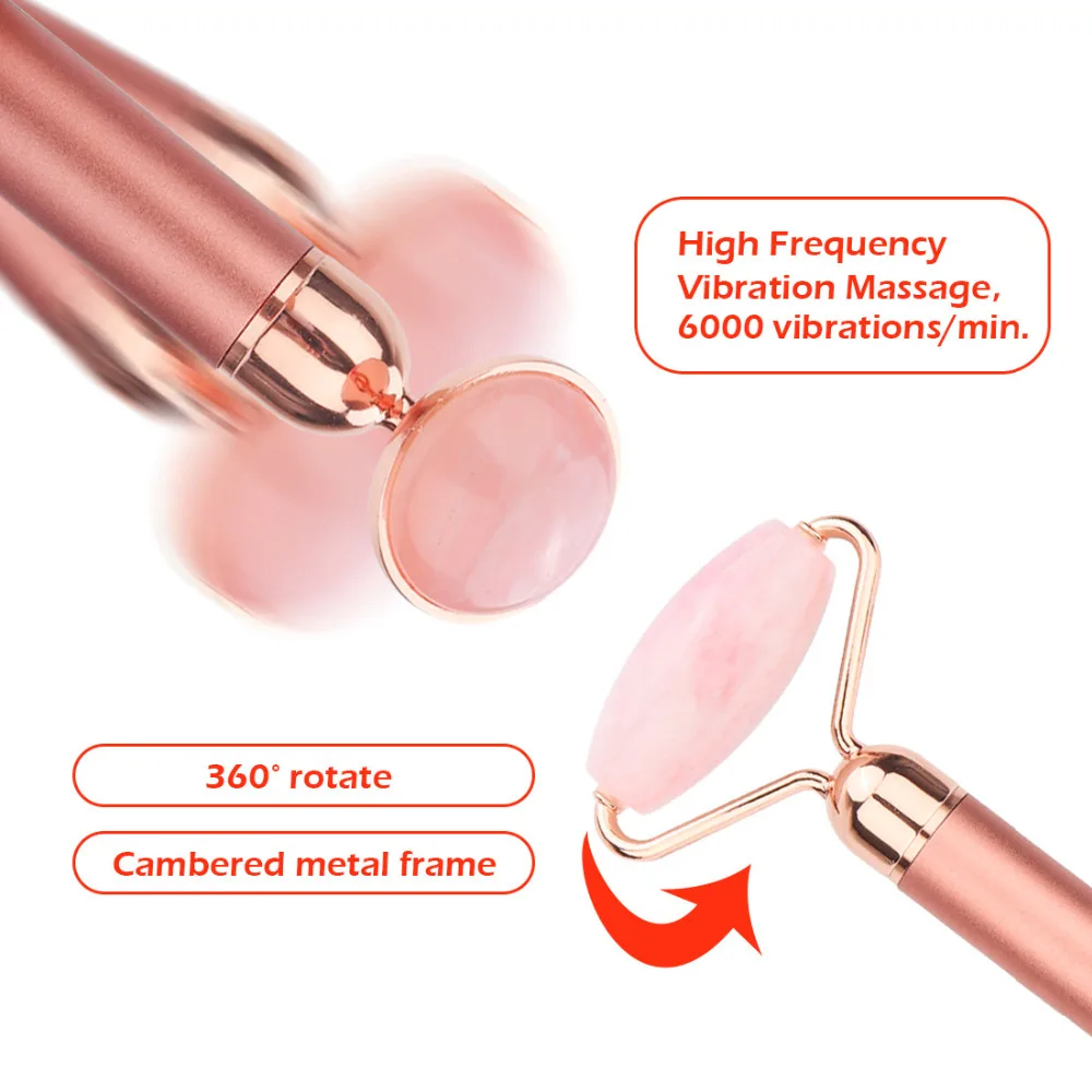 Электрический натуральный нефритовый роликовый массажер для лица, укрепляющий кожу, против морщин, двойной массажный ролик, Дерма-ролик, инструменты для ухода за кожей