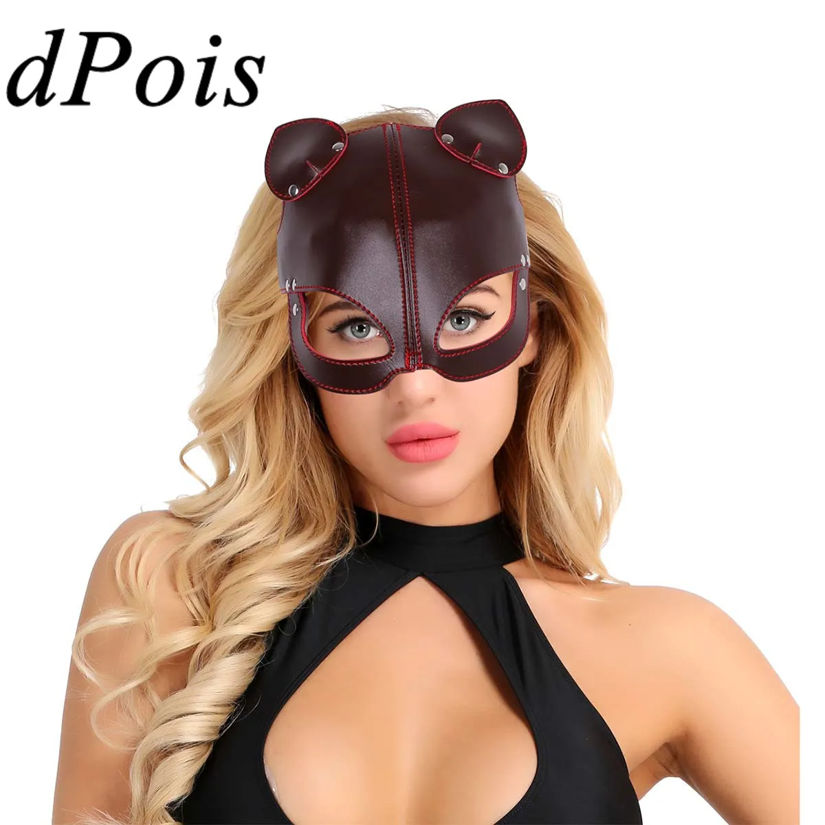 DPOIS женское и мужское белье из искусственной кожи Полулицо лисы ушки повязка на