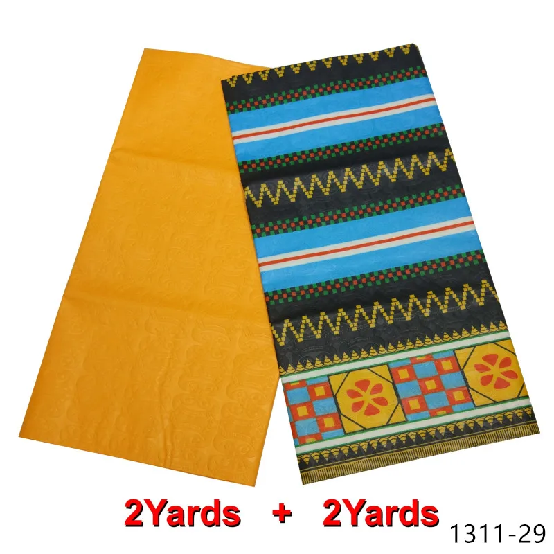 

Ankara Fabric African Real Wax Print Embossing Ghana Kente Fabric 2+2Yards Plain Dyeing African Ankara Fabrics Free shipping1311