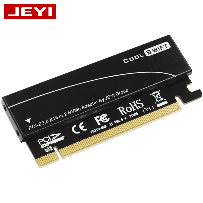 JEYI CoolSwift PCIE3.0 NVME Adapter x16 Full Speed M.2 2280 Heatsink Cooling aluminum sheet Thermal conductivity silicon wafer