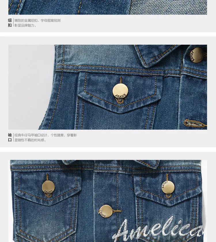 Autumn New Style Men's Denim Waistcoat Men'S Wear Jeans Coat Korean-style Fashion Sleeveless Slim Fit Men’s Denim Jacket