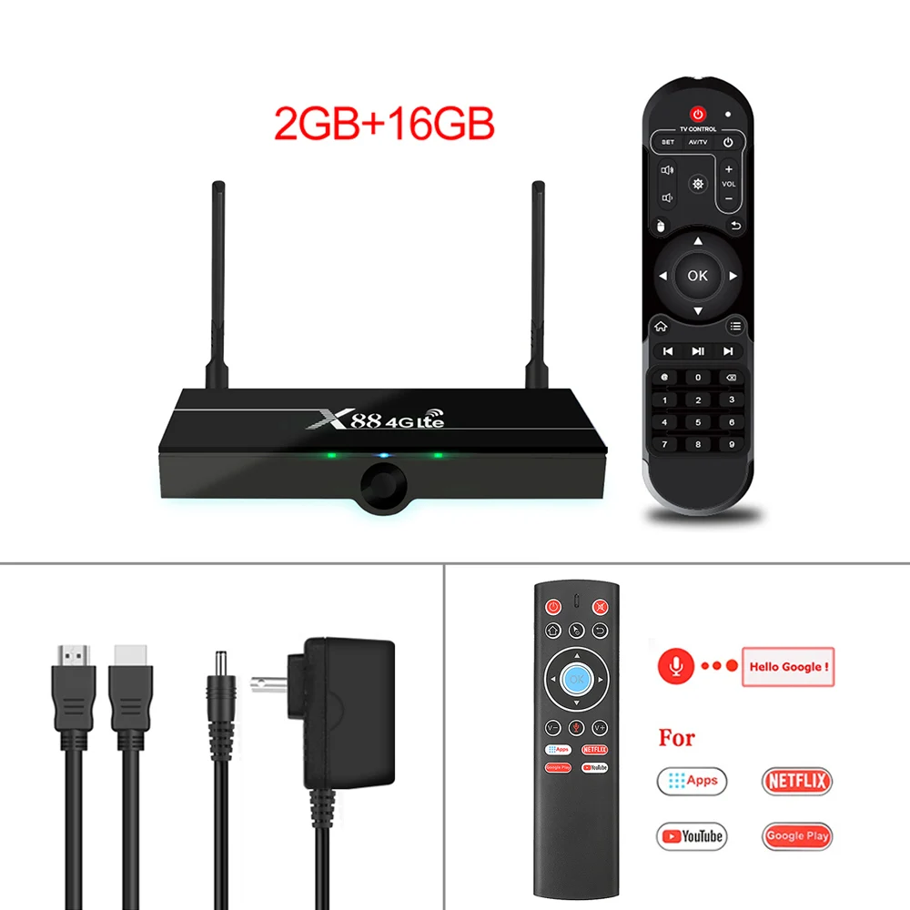 2GB 16GB T1 Voice RC ТВ приставка X88 4G Lte Android 7,1 поддержка 4G Nano SIM карты 2 Гб 16 Гб Rockchip Wifi 4K Google Play Store Youtube телеприставка 4GLte - Цвет: 2GB 16GB T1 Voice RC