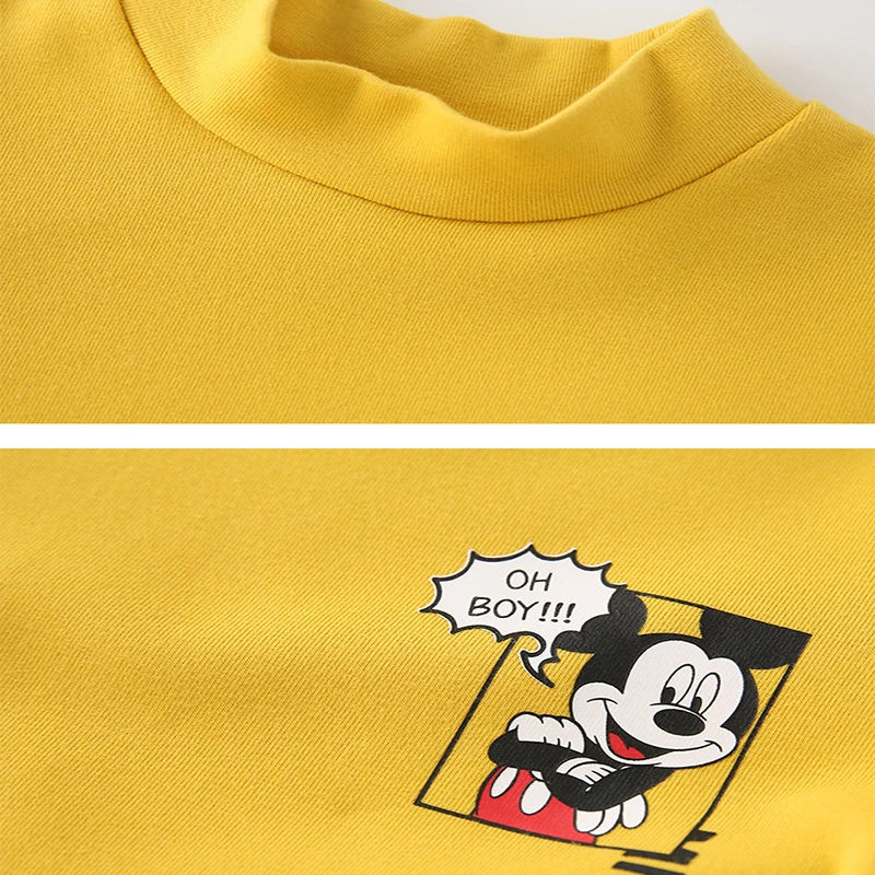 Disney/Коллекция года, модная детская футболка с длинными рукавами и круглым вырезом с Микки Маусом топ с длинными рукавами и горизонтальными полосками для мальчиков