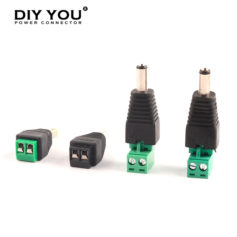 Conector tipo Plug in, adaptador de enchufe de corriente CC macho hembra de 5,5mm x 2,1/2,5mm para tira LED y conectores de cámaras de TV 5050 3528 5060|Conectores| - AliExpress