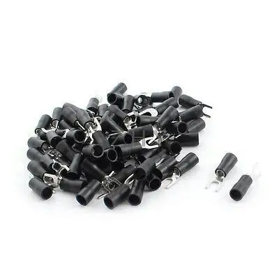 

80 Pcs 14-12AWG 8# Black Pre Insulated Furcate Terminal Cable Connector