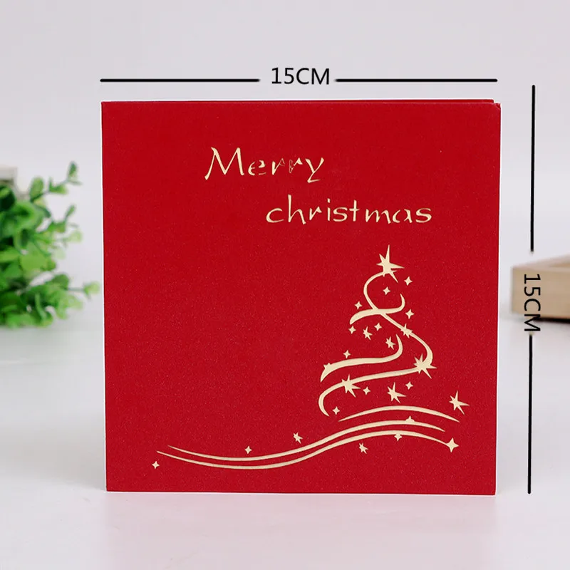 Merry Christmas Tree Винтаж 3D лазерная Рождественская открытка Новогодние украшения подарки ручной работы на заказ поздравительные открытки Рождественские открытки