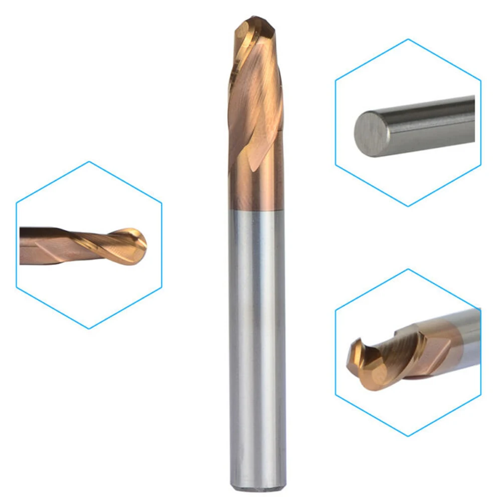 

HRC55 2 Flutes 3mm Tungsten Steel End Mill Spiral Ball Nose CNC Cutter Drilling