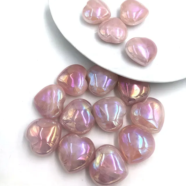 1Pc Véletlenszerű Titán Szivárvány Angyal Aura Rózsa Kvarc Kristály Szív Alakú Ajándékok Gyógyító Reiki Otthoni Dekoráció Pálmastone - Image 4