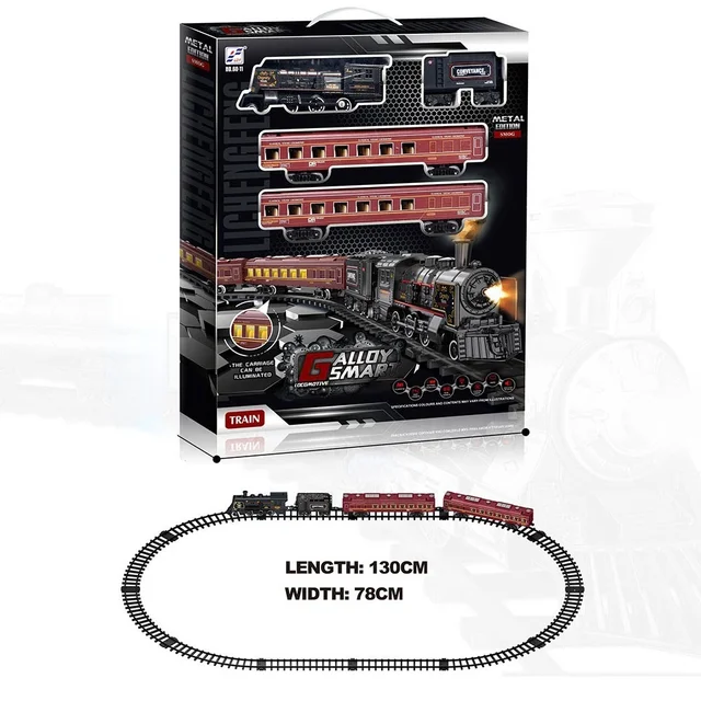 Simulation Model Electric Train Railway Toys Classical Freight Water Steam Locomotive Playset with Smoke Boy Toy 1