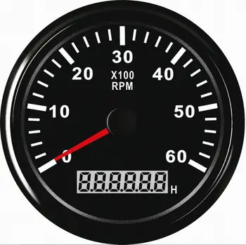 

85mm Speed Counter 0-6000RPM Tachometer Waterproof Revolution Meter 9-32v with Hourmeter and Backlight for Car Truck Boat Black