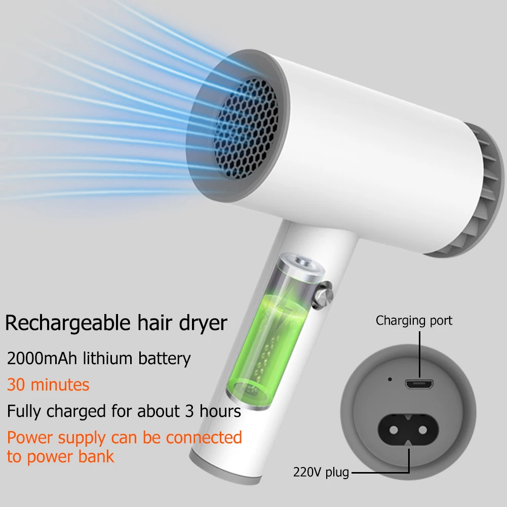 USB Smart Cordless Hair Dryer Versatile Portable Rechargeable Blow Home Salon Hairdressing Tools | Бытовая техника