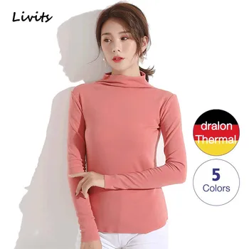 

Women's Thermal Underwear Tops T-Shirts Tshirts Female Warm Winter High Neck Long Sleeve Seamless Elasticity