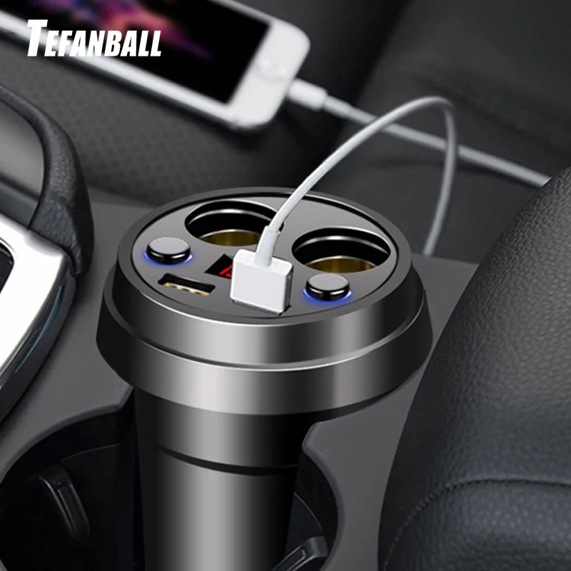 Автомобильное зарядное устройство Dual USB DC/5 V 3.1A чашка разъём адаптера питания с светодиодный дисплей напряжения прикуривателя мобильного телефона зарядное устройство s