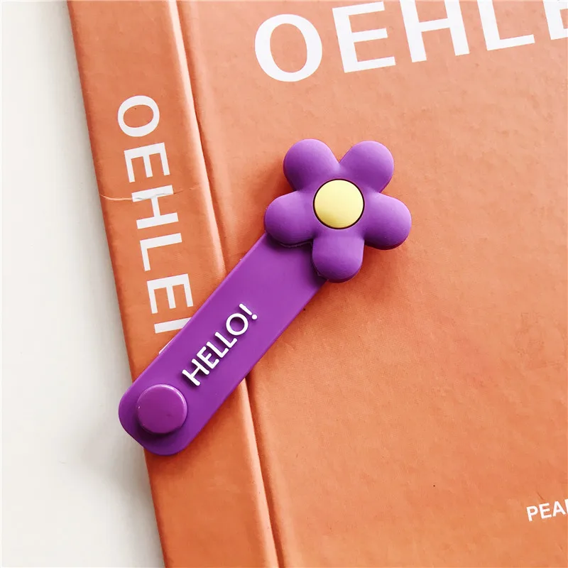 Purple Милый цветок защита для usb-кабеля для iPhone кабель Шнур зарядное устройство провода протектор De держатель кабеля 0rganizador кабели - Цвет: Purple