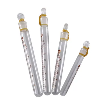 

1pc 5/10/15/20ml Clear Glass Tube Graduated Lab Glass Test Tube Round Bottom With Stopper Glassware Lab Supplies