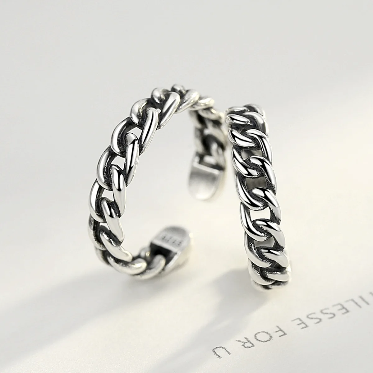 

2PCS S925 Silver Twist Adjustable Couple Ring Retro Pop Fashion Simple Sterling Silver Couple Jewelry Valentine's Day Gift