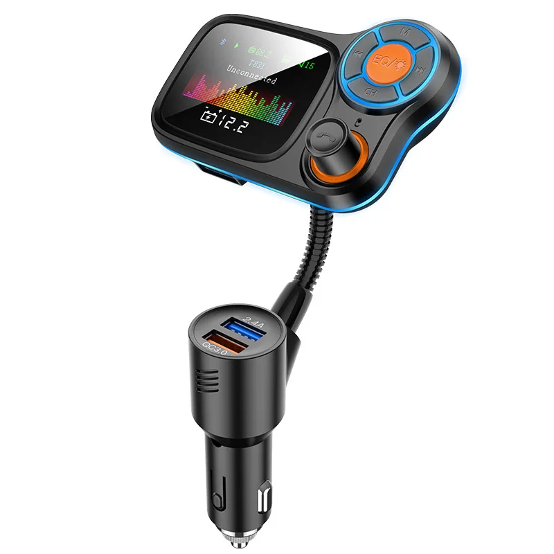 

Wireless Bluetooth FM Transmitter for Car, Color Screen Wireless Car Radio Adapter with QC3.0 & 2.4A Charging