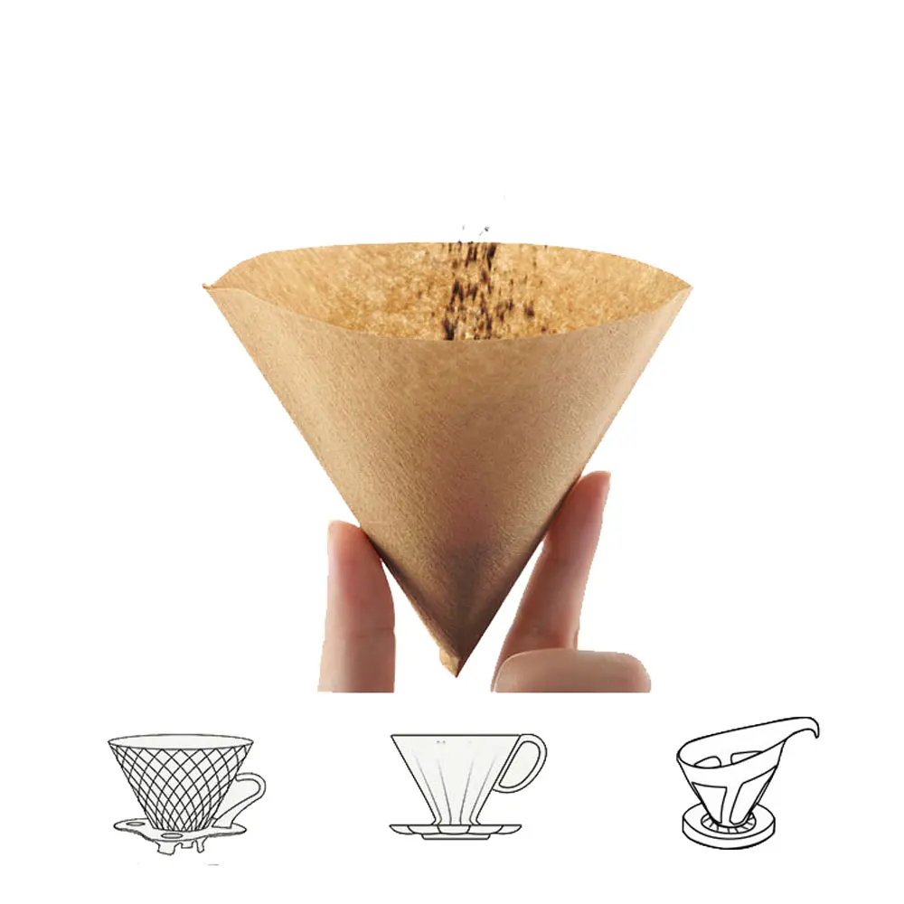 RECAFIMIL Coffee Filter Paper Count Disposable Coffer Filters Natural Cone V-Shaped Unbleached Filter for V.60 Coffee Dripper