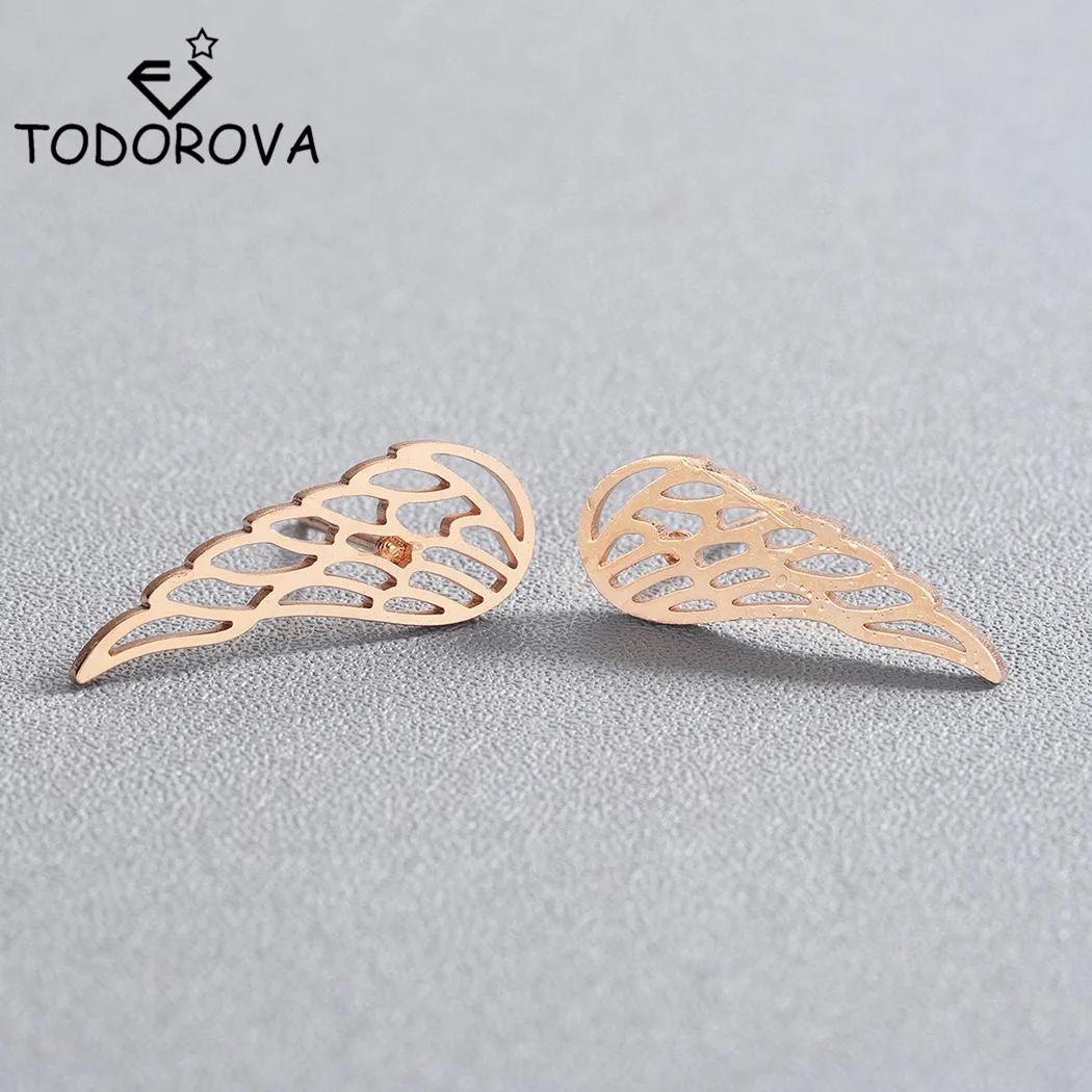 Женские серьги-гвоздики из нержавеющей стали с крыльями ангела | Украшения и