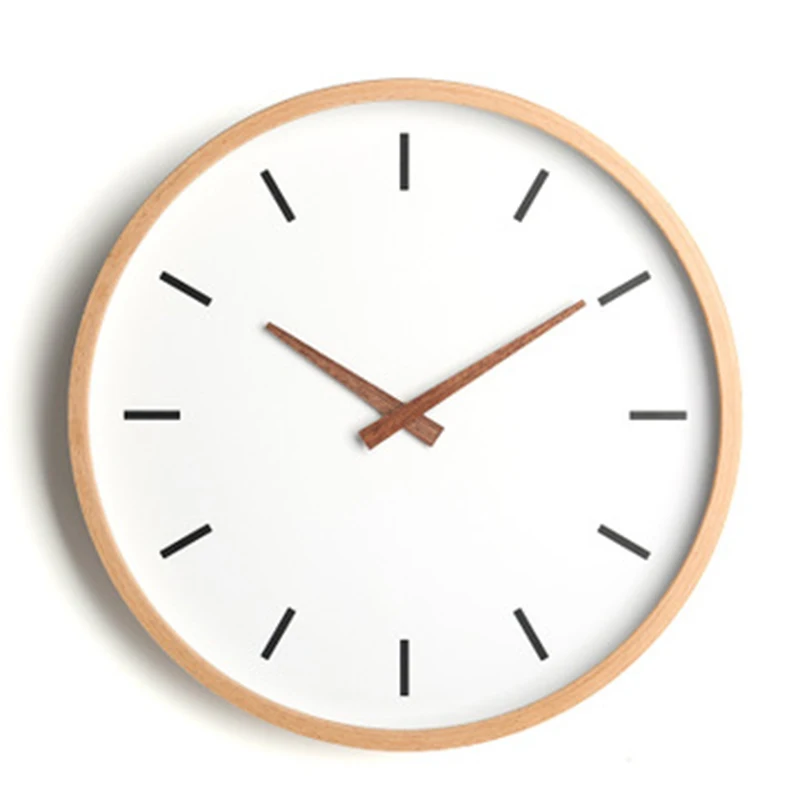 Скандинавские простые настенные часы деревянные круглые бесшумные часы для гостиной бесшумные часы для спальни кварцевые офисные часы настенное украшение для дома часы C5T116 - Цвет: Style 2