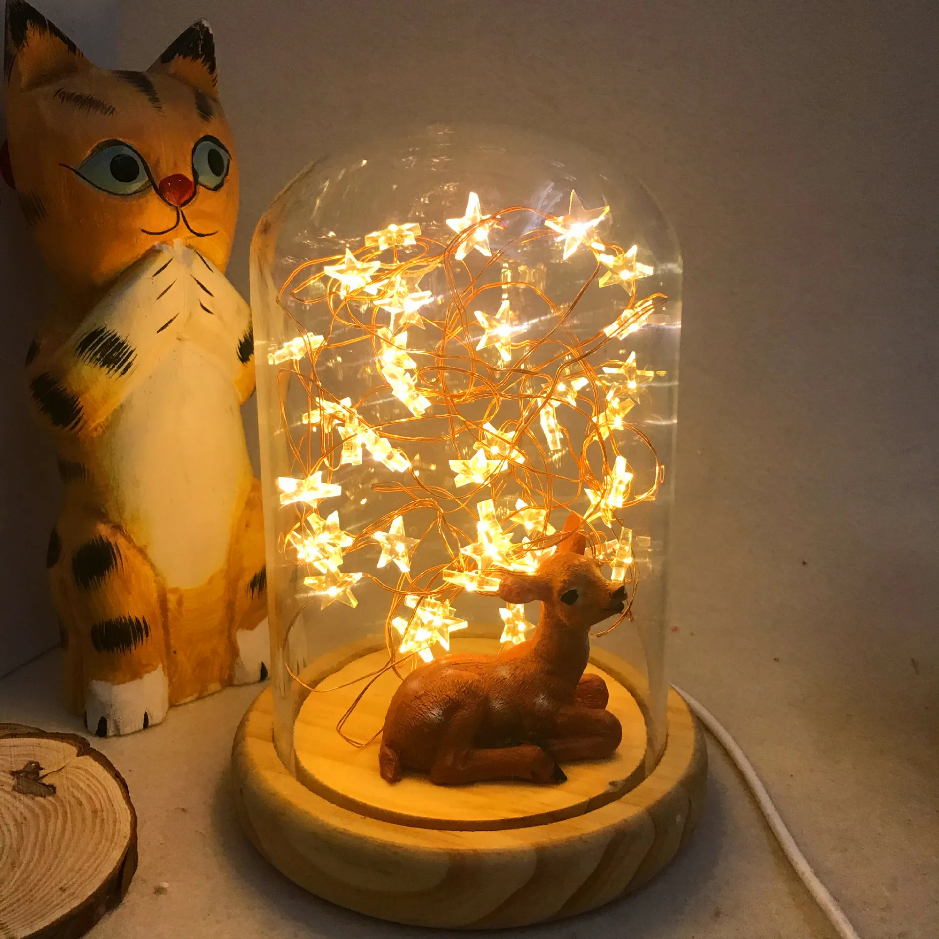 Новинка 2019 ночник с пятиконечной звездой и серебряным цветком стеклянный