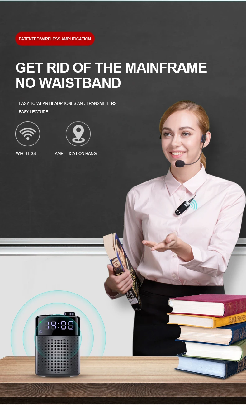 SOAIY S528 портативный голосовой усилитель мини Bluetooth мегафон беспроводной/проводной светодиодный микрофон с часами для учителя