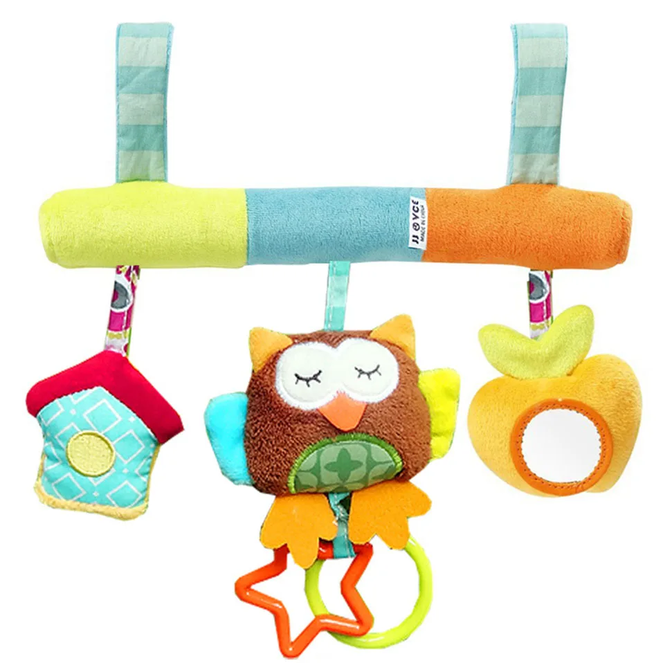 Мягкая детская кроватка кровать коляска игрушка Детская Спираль 0-12 месяцев полотенце для автокресла Развивающие детские погремушки игрушки Новорожденные детские игрушки для - Цвет: owl Stroller Toy