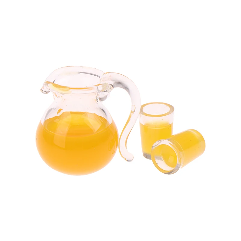 3Pcs/set 1:12 Dollhouse Miniature Food Drink Cup Orange Juice Jug Model Kitchen Decoration For Doll House Kids Toys Gift 5