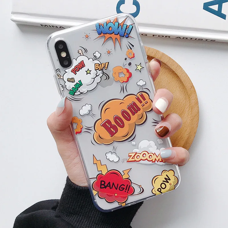 Забавный мультяшный чехол для телефона iphone X XS XR 11Pro Max 6 6S 7 8 Plus абстрактный прозрачный ТПУ мягкий модный чехол для iphone 11 чехол s