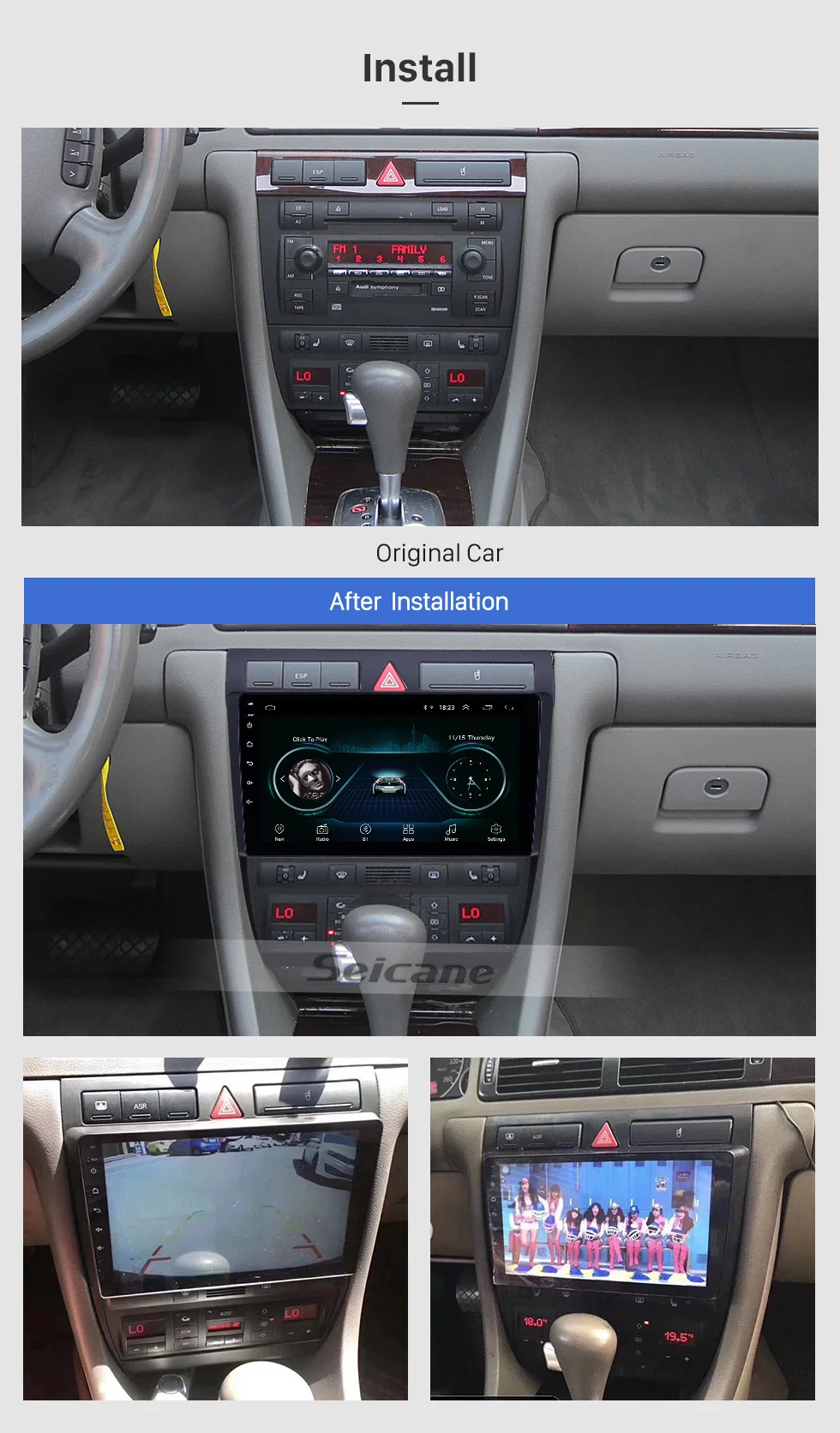 Seicane OEM Авторадио gps автомобильное радио HD сенсорный экран 9 дюймов Android 8.1для Audi A6 S6 RS6 1997-2004 wifi AUX USB поддержка Carplay