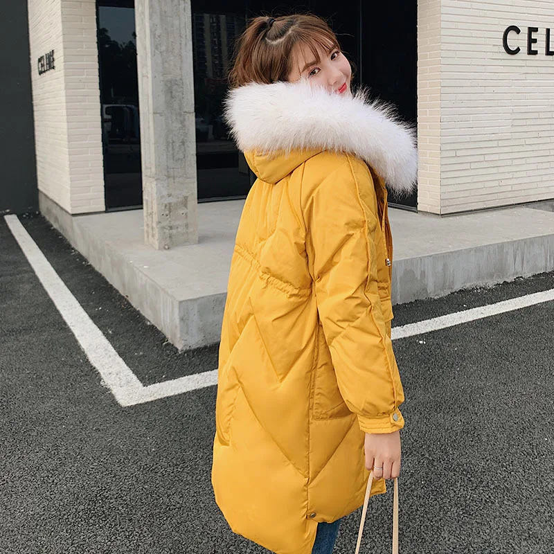 Скидка сезон Dongdaemun пуховик женский средней длины стиль корейский стиль мода большой меховой воротник толстое Свободное пальто F
