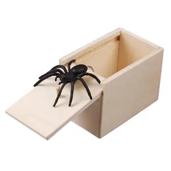 

Halloween Lifelike Spider Prank Case Mischief Scare Wooden Joke Surprise Box Toy Supply for Interesting Accessories