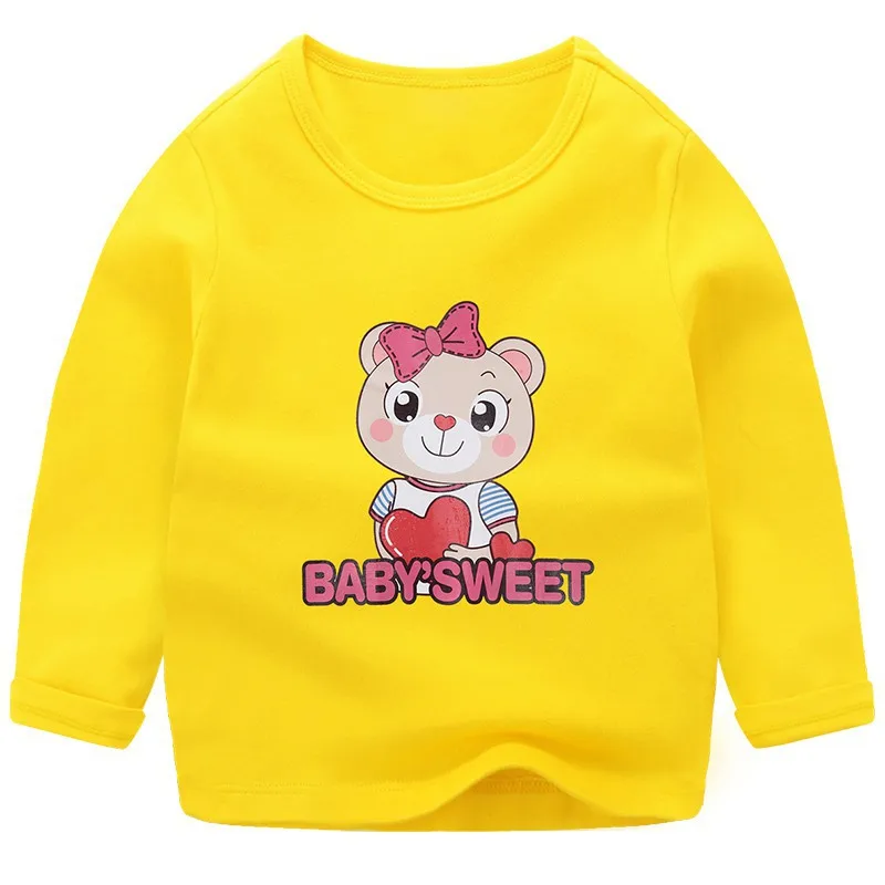 Модные детские футболки; топы с героями мультфильмов; одежда для маленьких мальчиков; футболки для девочек; Милые осенние хлопковые толстовки с длинными рукавами - Цвет: Y