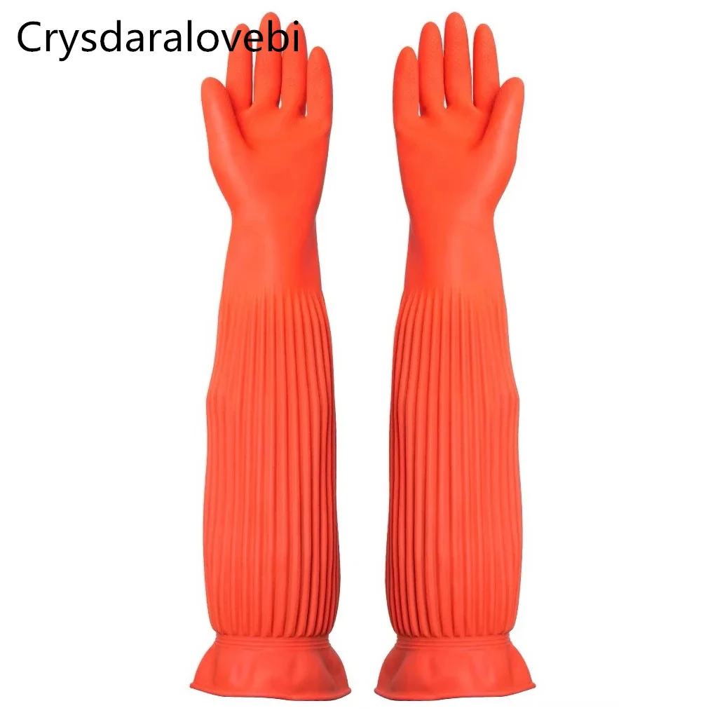 1pc Lengthen Ultra Long 45/55cm Waterproof Rubber Gloves Bowl Dish Latex Gloves Rubber Wash Car and Do Housework
