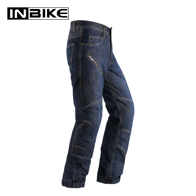 

INBIKE Men's Motorcycle Jeans Sports Riding Trekking Bicycle Cycling Pants Multiple-pocket Wear-resistance Protection Gear MJP01