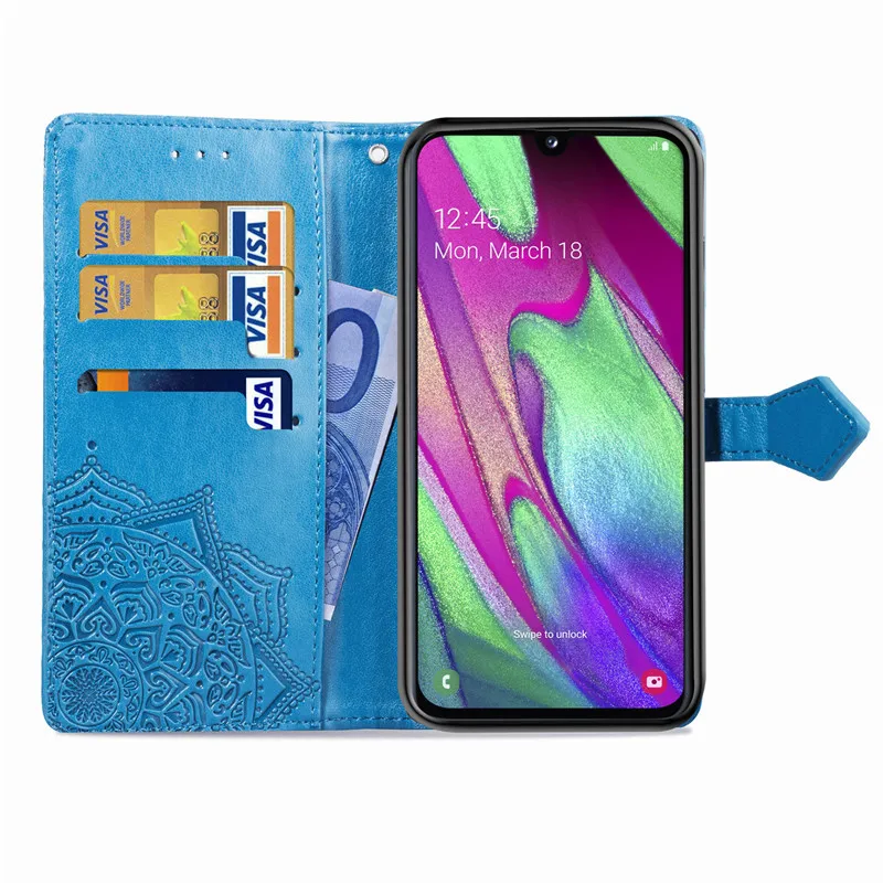 Кожаный чехол с откидной крышкой для samsung A40, задняя крышка для телефона, чехлы для samsung Galaxy A40 A 40 SM-A405F A405 A405F