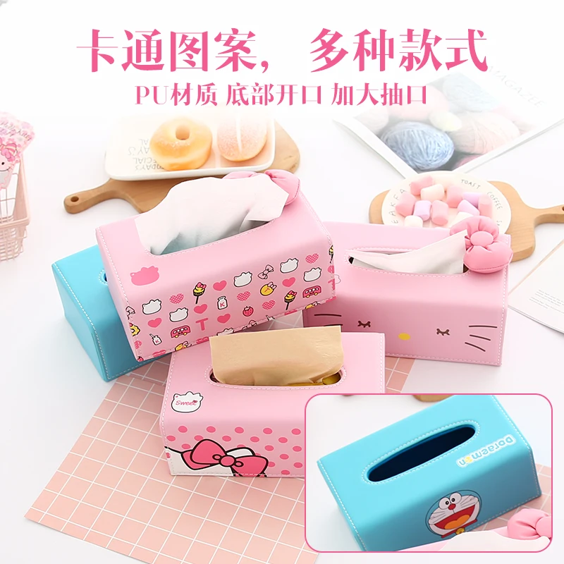 Hello kitty коробка для салфеток для гостиной, спальни, простая креативная Милая мультяшная коробка-держатель для салфеток для автомобиля, столовой, бумажное полотенце