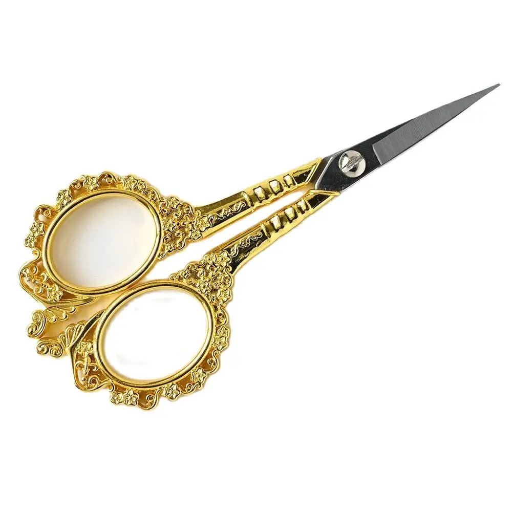 Stainless Steel Scissors Beauty Scissors 1PC(7.8*15cm) 6Color Retro Scissors For Makeup/Embroidery/Nails/Sewing Trimmer Metal Cuticle Tool