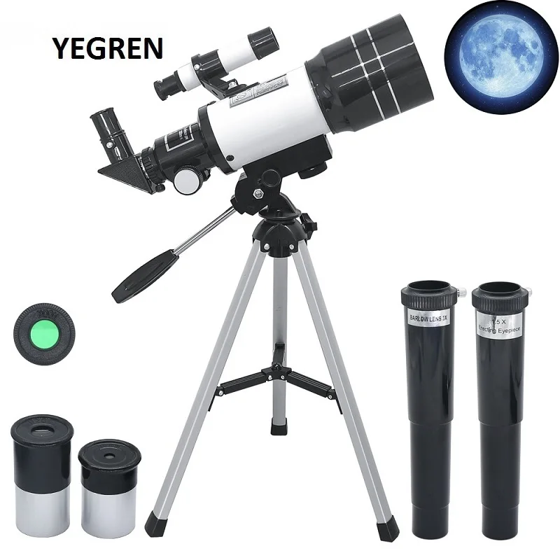 300X70mm Monocular Astronomical Telescope Night 150X with Tripod for Kids Gift 