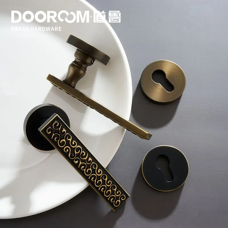 Dooroom, латунный дверной рычаг, набор, немой, европейский, американский, для интерьера, для комнаты, двойной, открытый, деревянная дверь, для спальни, ванной комнаты, манекен, раздельная ручка