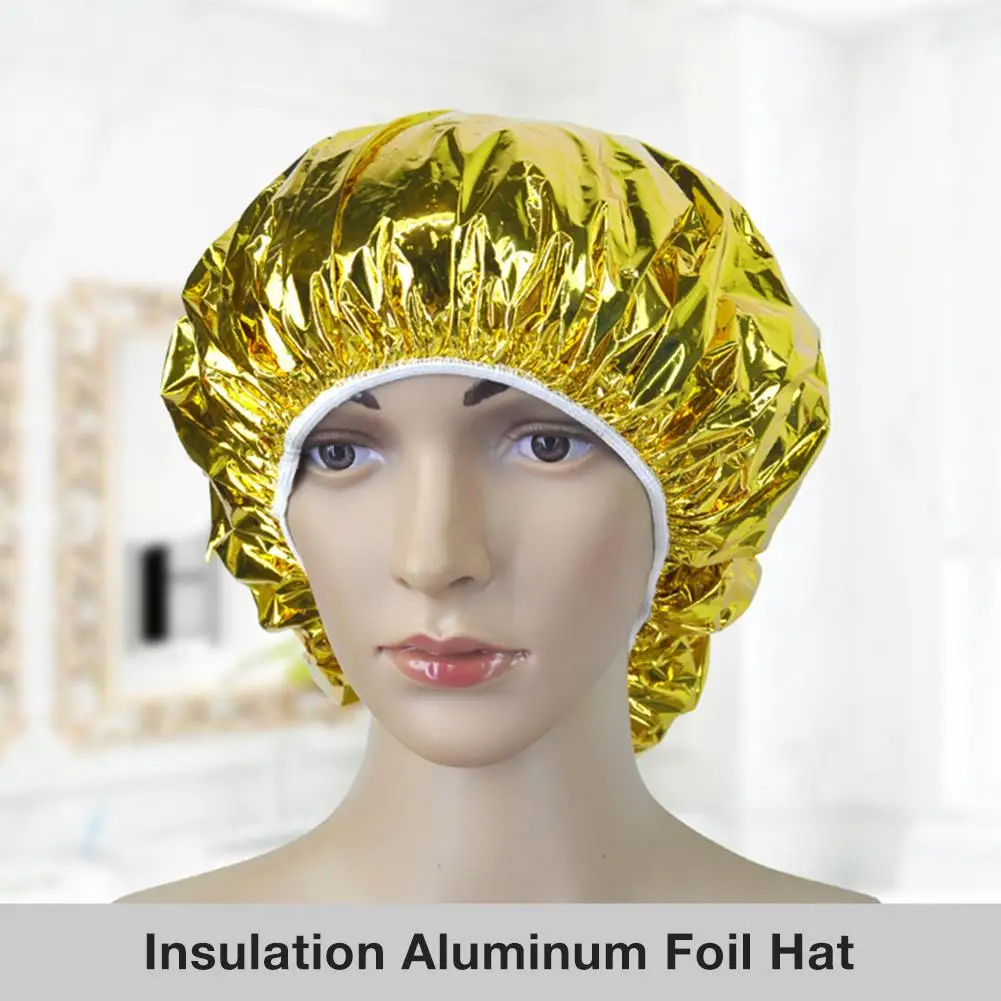 1pc Wholesale Aluminum Foil Waterproof Ultra-thin Batulation Aluminum Foil Hat Elastic Bathing Cap for Women Hair Salon Bathroom