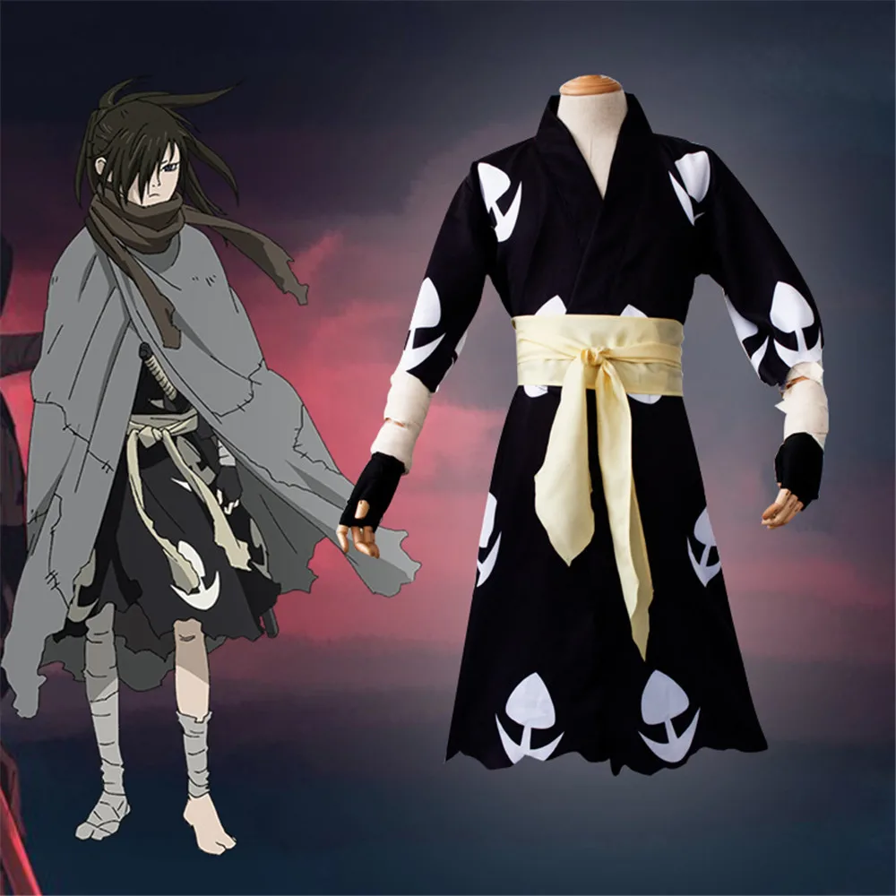 Janpnese аниме Dororo Косплей Костюм хиаккимару кимоно костюм для косплея Хэллоуин Мужской плащ костюм, полный набор