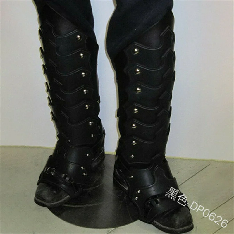 Средневековая мужская обувь с пряжкой; рыцарские Рыцари; высокие ботинки-бронежилет; Косплей