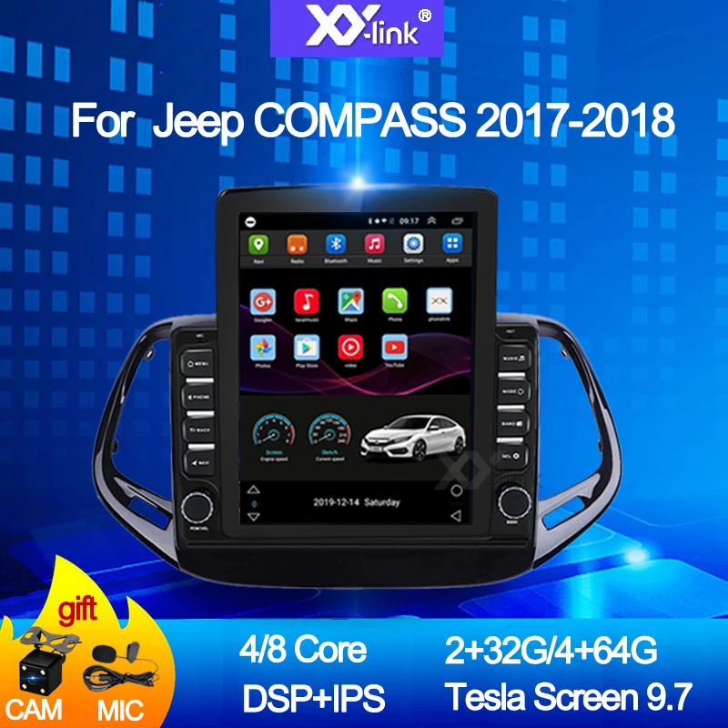 9.7" Tesla Style Android 10.0 Car Radio DVD Player For Jeep COMPASS