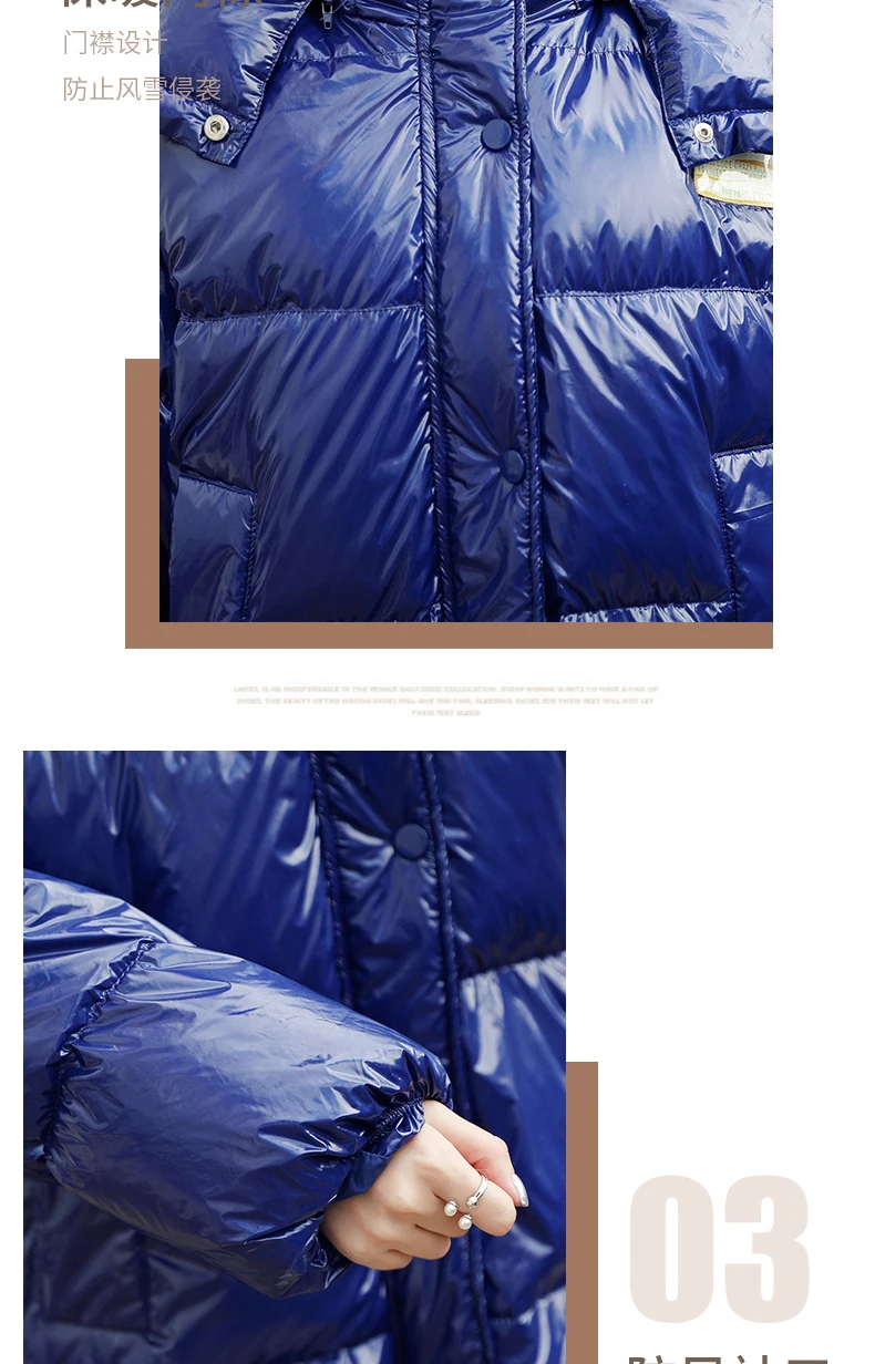 Winter Down Coat Women Fashion shine! 90% white duck down fluffy Red DownJacket Female Fashion Warm Hooded Waterproof Jackets